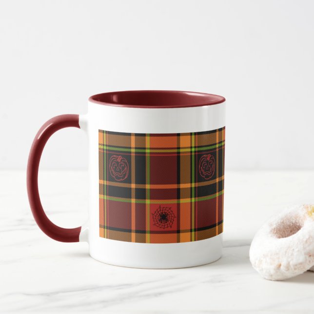 Coleção de Xadrezes de Halloween, café ou xícara d (Com Donut)