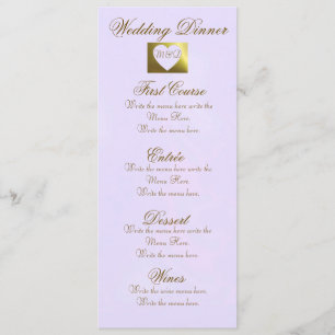 Coleção do ouro da lavanda do menu do comensal