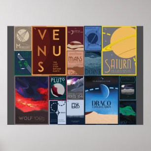 Coleção dos posters da viagem espacial