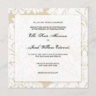 Coleção Dourada do Damask Convite Para Casament