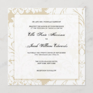 Coleção Dourada do Damask| Convite Para Casamento