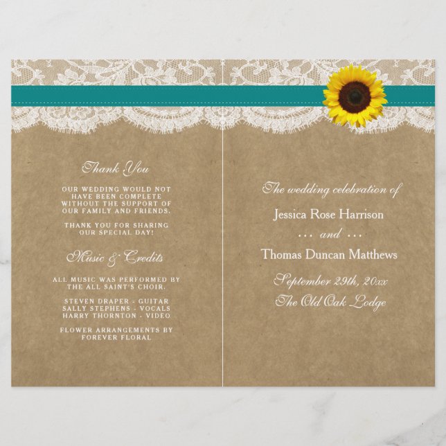 Coleção Kraft, Lace & Sunflower - Teal (Frente)