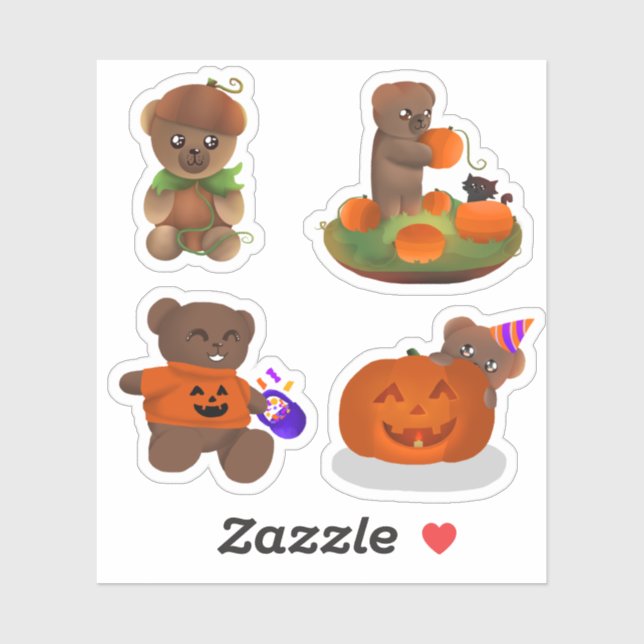 Coleção Teddy Halloween - Pacote de Adesivos (Folha)