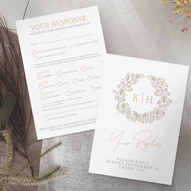 Colheita de casamento de outono com monograma RSVP (Criador carregado)