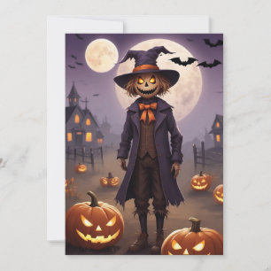 Colheita Spooky de Scarecrow - Cartão Halloween