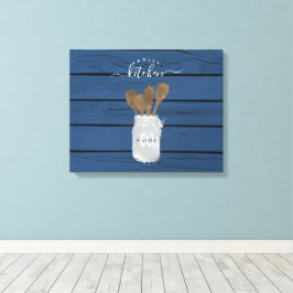 Colher de Jarro de Madeira Azul Rústica Decoração 