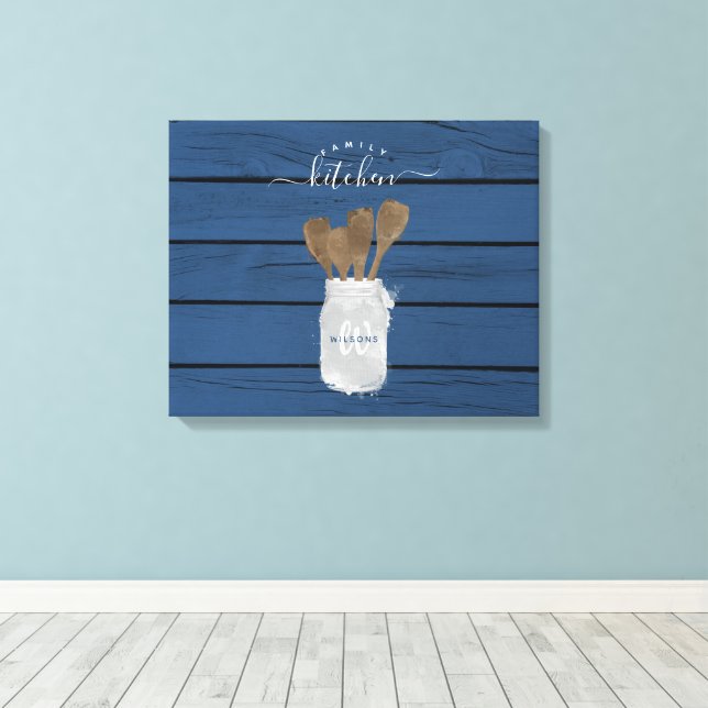 Colher de Jarro de Madeira Azul Rústica Decoração  (Insitu(piso de madeira))