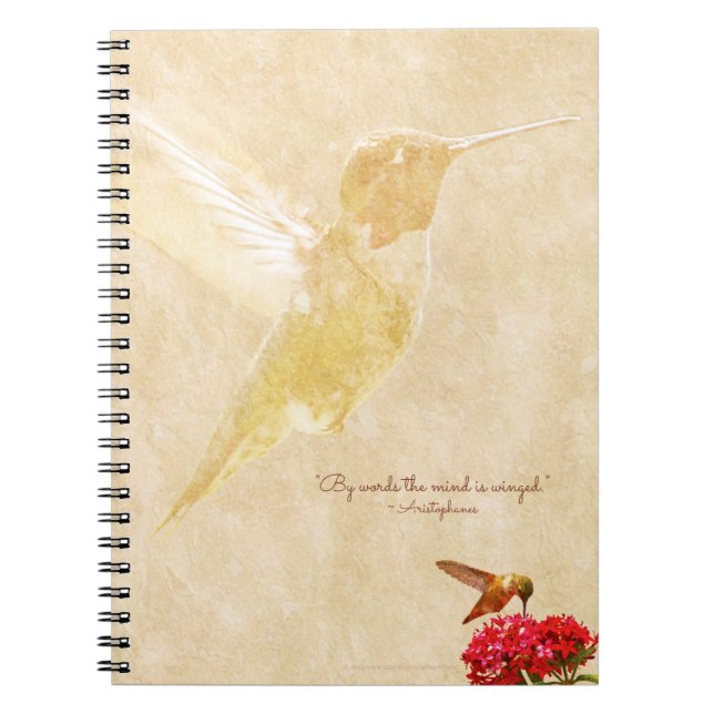 Colibri com citações - caderno espiral (Frente)