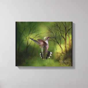 Colibri do envoltório das canvas em vôo
