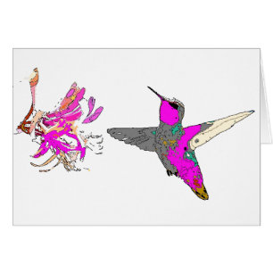 Colibri no cartão cor-de-rosa