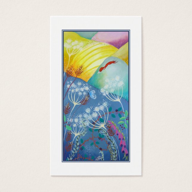 Colinas, plantas e raposa coloridas. (Frente)