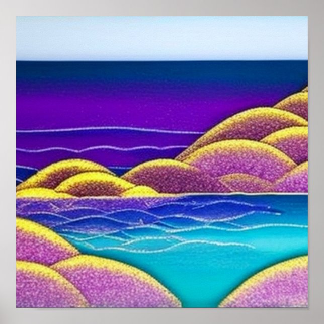 Colinas roxas pelo Oceano Poster (Frente)