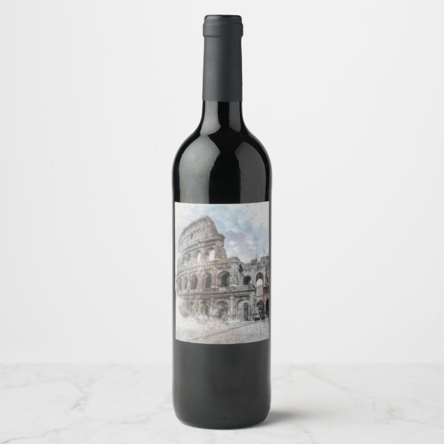 Coliseu Roma Itália Rótulo de Vinho – Italiano Vin (Frente)