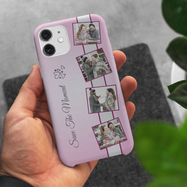 Collage adorável Casal 4 Fotografia capas de iphon (Collage lovely Couple 4 Photo iPhone Case)