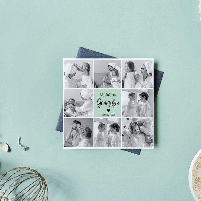 Collage Photo Best Grandpa Ever Pastel Mint Gift (Criador carregado)