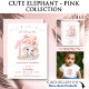 Camiseta Primeiro Aniversário Rapariga Gelada Elefante Rosa (Cute Elephant With Pink Balloons for Girl's 1st Birthday & for Little Girls Birthday - Kate Eden Art)