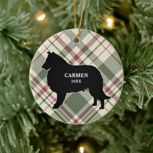 Collie ou Sheltie Xadrez Enfeites de natal