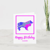 Collie Rough Dog Silhouette Engraçado Cartão de An