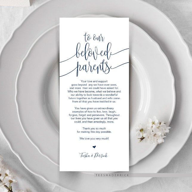 Colocar Cartões de agradecimentos de Configuração  (Wedding Dinner or Elopement Brunch Place Setting Thank You Card, In Modern Classy Navy Blue themed)