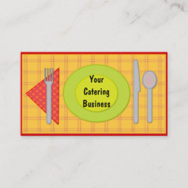 Colocar os utensílios de catering em cartões de vi