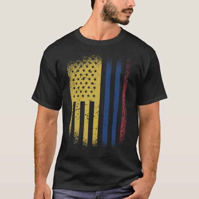 Colombiana American Flag Usa Colombia T-Shirt (Frente)