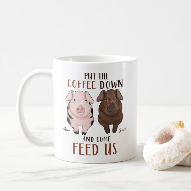 Coloque O Café - Porco - Caneca Personalizada  (Com Donut)
