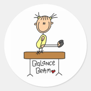 Coloque o ginasta na figura nos adesivos do feixe