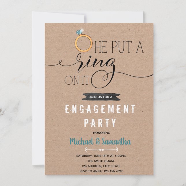 Coloque um anel no convite de noivado (Frente)