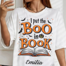 Coloquei o livro na camiseta do dia das bruxas par