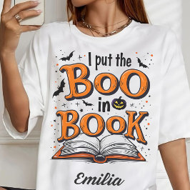 Coloquei o livro na camiseta do dia das bruxas par