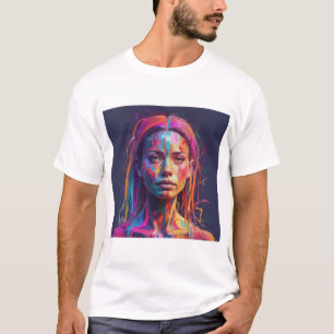 Coloração da face feminina com uma camiseta mínima