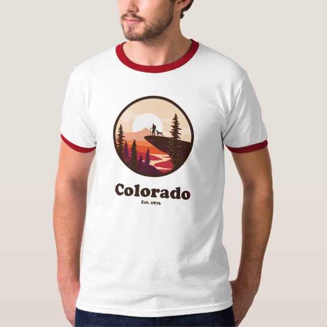 Colorado EST 1876 Ringer T-Shirt in Red (Frente)