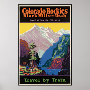 Colorado Rockies e Utah Viagens vintage Poster