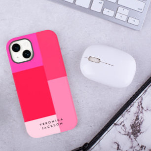 Colorblock, rosa e monograma vermelho
