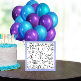 Colore Me Feliz Aniversário Tulip | Cartão de Ativ