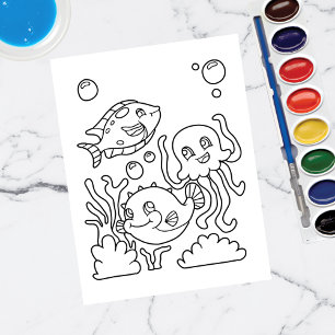 Colore-me Peixe e Lula Cartões de Atividade par