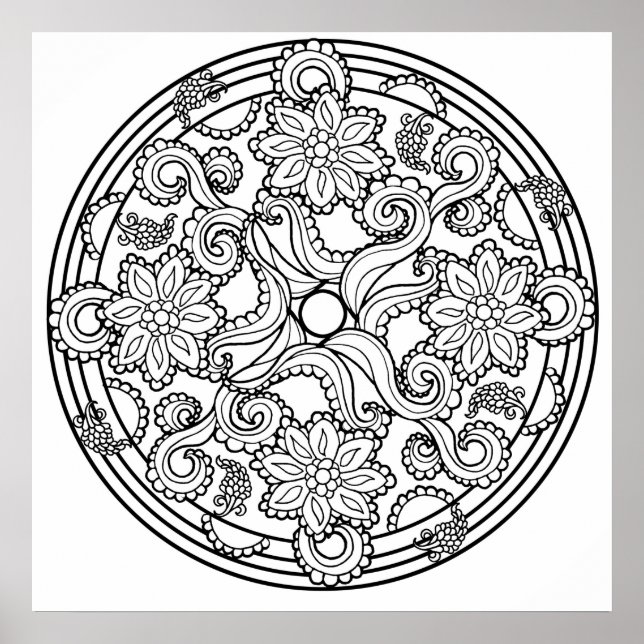 Colore-se Mandala Poster Paisley Sea Creator (Frente)