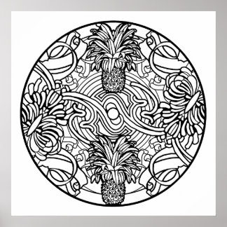 Colore seu próprio abacaxi Mandala Poster