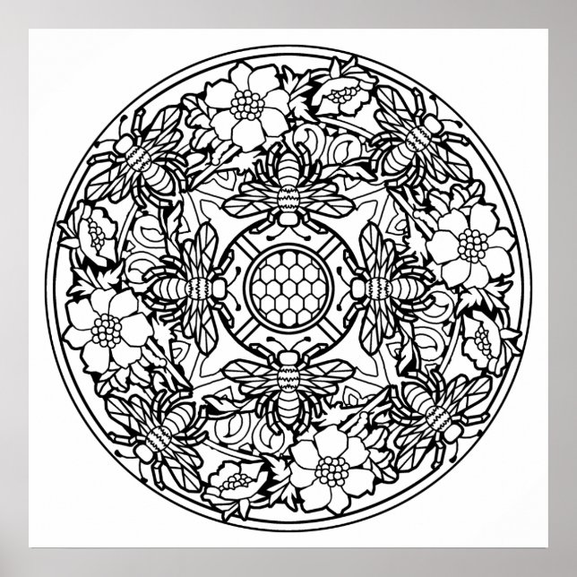 Colore seu próprio Poster de coloração de mandala (Frente)