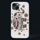 Colores de Pastel Flores Retro e Elefante<br><div class="desc">Toneladas castanhas e pastéis,  fundo branco retro elefante giro floral</div>
