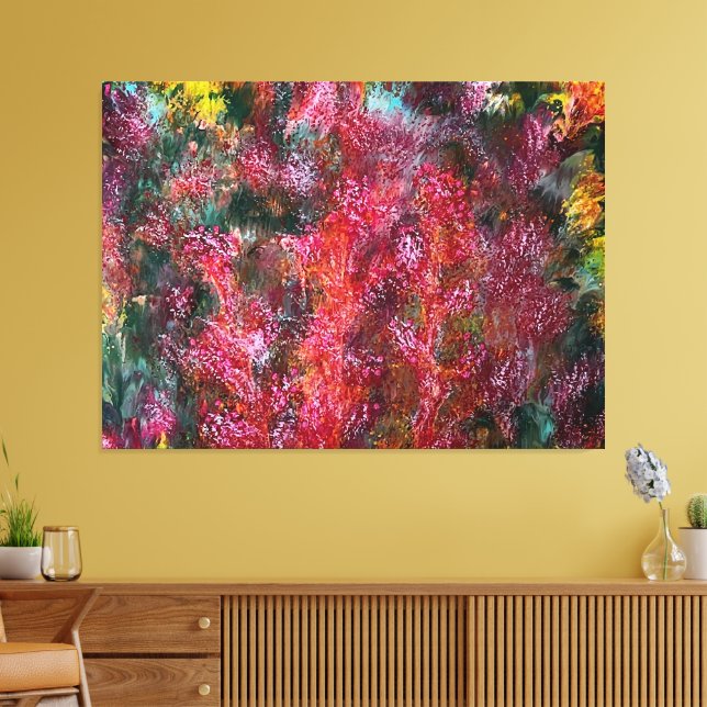 Colorful Abstract Floral Painting on Canvas (Insitu(Sala de estar))