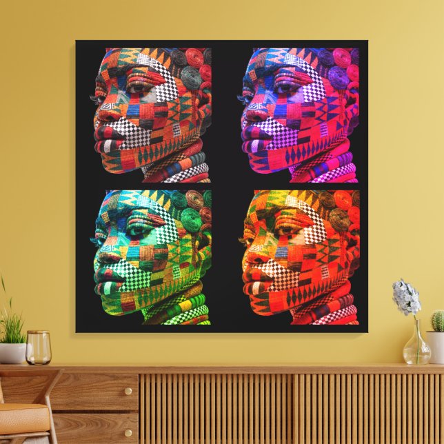 Colorful Black Women Stretched Canvas Print (Insitu(Sala de estar))