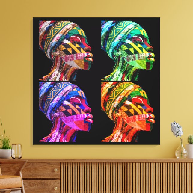 Colorful Black Women Stretched Canvas Print (Insitu(Sala de estar))