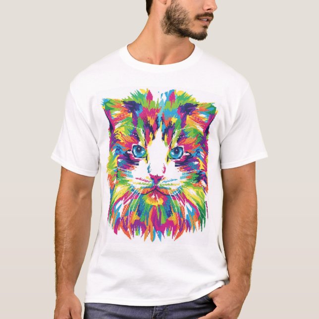 Colorful Cat T-Shirt (Frente)