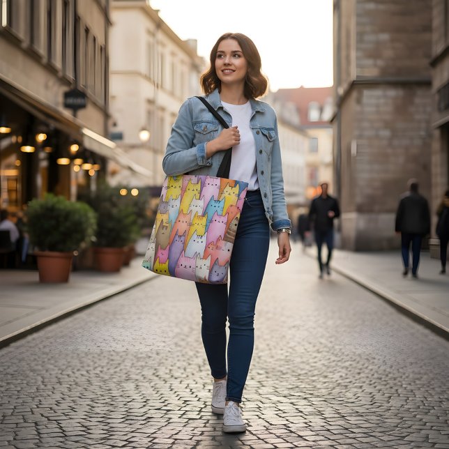 Colorful Cat Tote Bag with Playful Design (Criador carregado)
