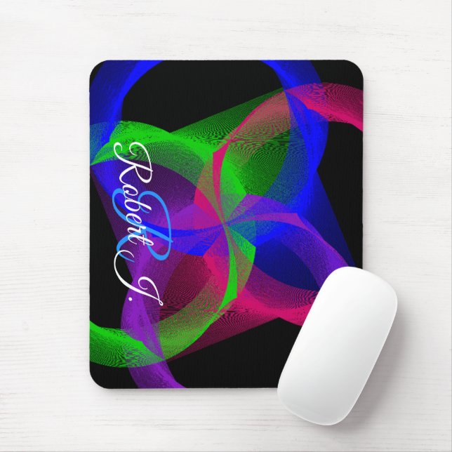 Colorful Circular Blend Geometric Mouse Pad (Com mouse)