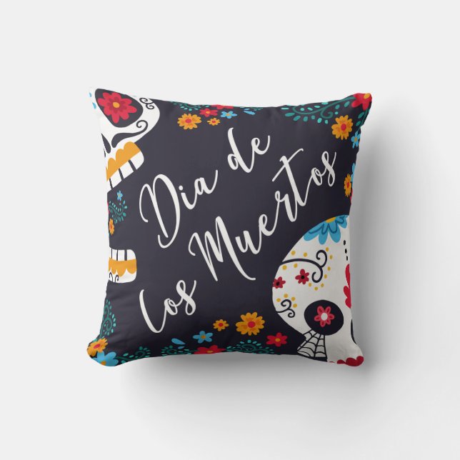 Colorful Dia de los Muertos | Almofadas Throw (Frente)