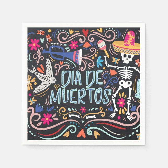 Colorful Dia de los Muertos | Guardanapo (Frente)