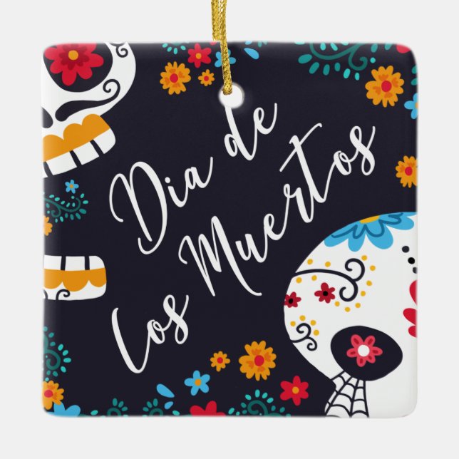 Colorful Dia de los Muertos | Ornamento (Frente)