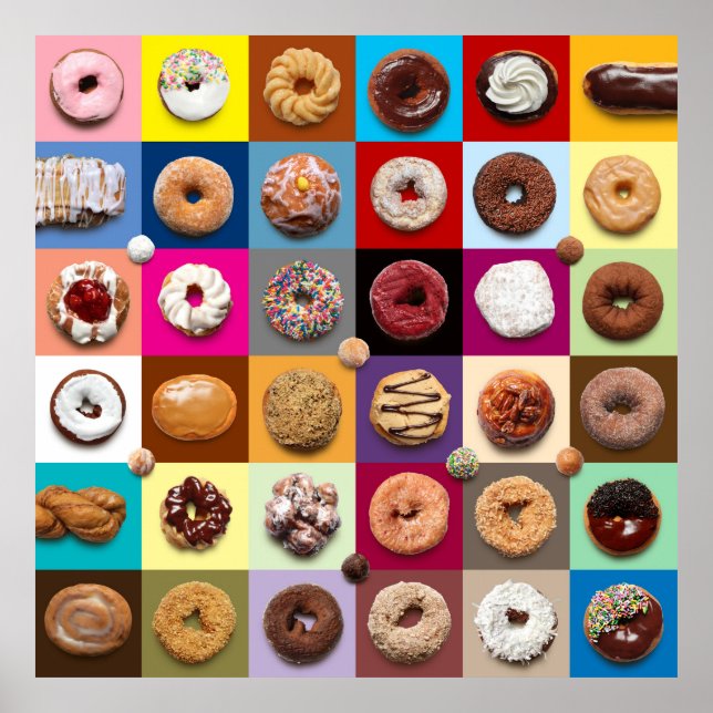 Colorful Donuts square poster (Frente)